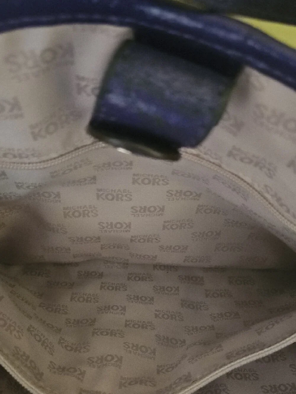 Michael Kors Striped Purple and Cream Tote with Gold-Tone Plaque - Picture 10 of 15